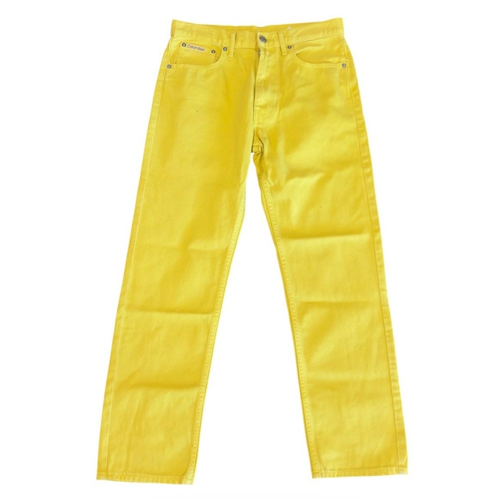 Calvin Klein Original Straight Yellow Denim Jeans W27 100% Cotton Straight Leg
